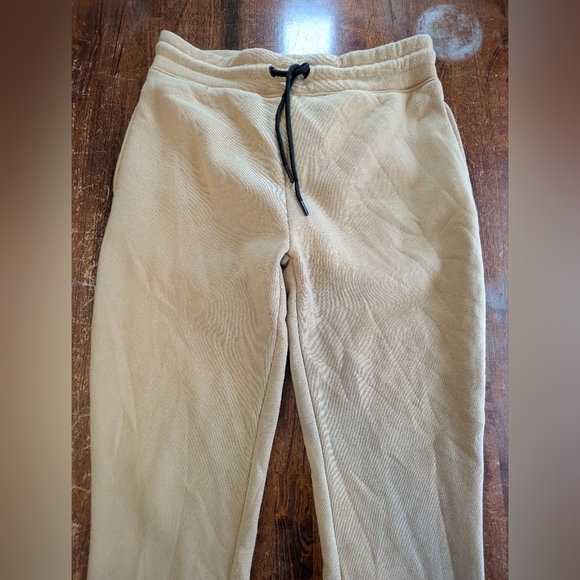 WT02 Sweatpants Flare Leg Beige Women's Medium Tall Used Elastic Tie Waist Pants - Picture 2 of 10